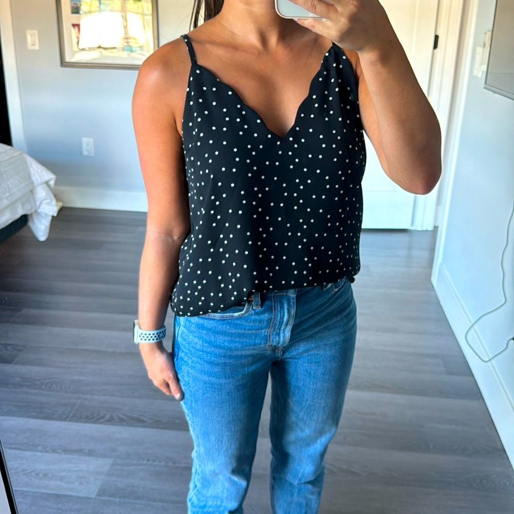 Satin polka dot tank top
